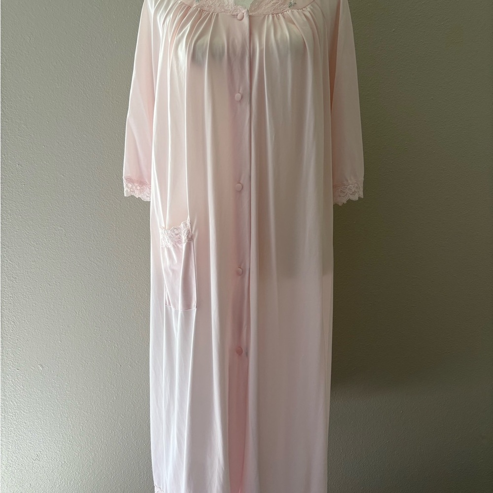 Vintage Shadow Line Pink Nightgown Size Small